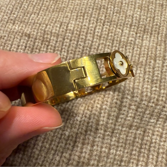 LV floral motif two tone gold bangle bracele - Picture 3 of 13